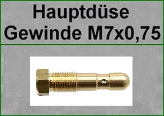 Hauptdüse mittellang, Gewinde M7x0,75---für Moped/ Mokick