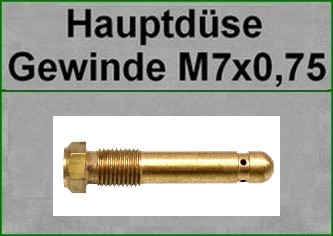 Hauptdüse lang, Gewinde M7x0,75---für Moped/ Mokick