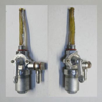 Everbest Becherhahn Benzinhahn: 2 Filter, 1x seitl. drehbarem Abgang für 5mm Schlauch---Tankseitig M14x1,5