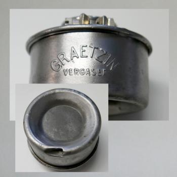 Graetzin Luftfilter mit Schriftzug, original: Turbofilter mit 30mm Steckanschluss, 20er Jahre, gebürstet