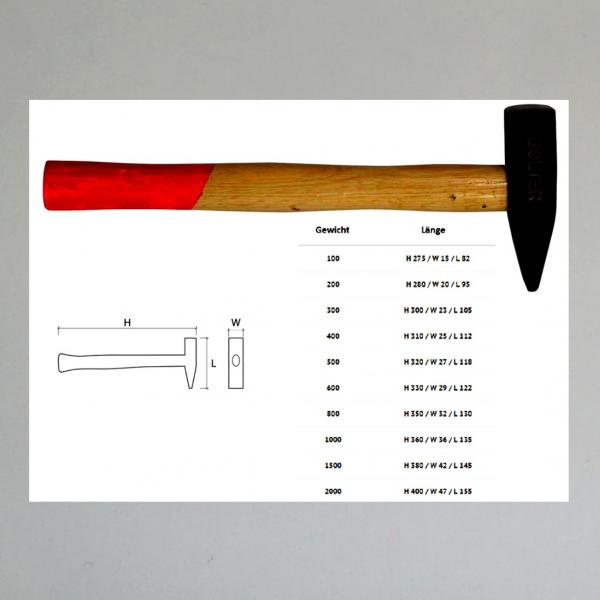 Schlosserhammer, Hammer, Holzstiel von Bolter---400Gramm---