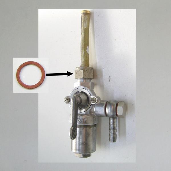 Benzinhahndichtung, Dichtung für Benzinhahn: Fiberdichtring f. Hahn mit Überwurfmutter M12x1 auf 16x1 (Mofa, Moped, Mokick)  ((Sparpack: 5 Stück/ 5pcs))