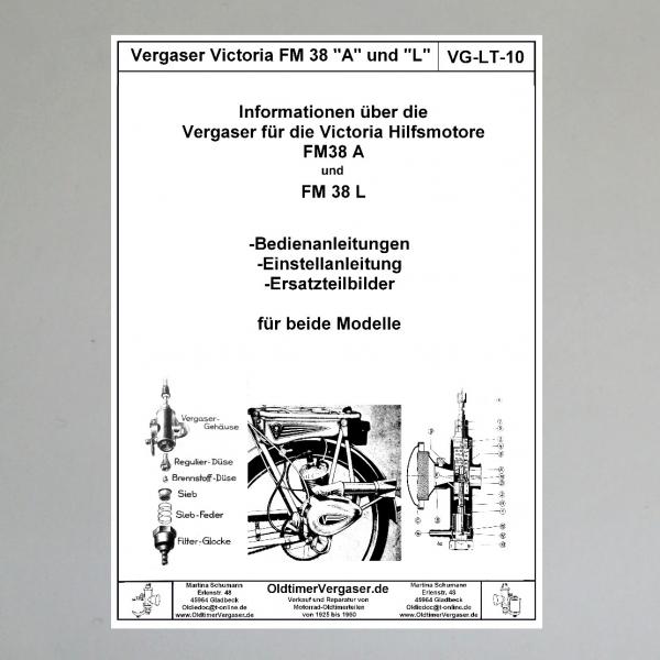 Reparaturanleitung, Ersatzteileliste, Abbildungen für den Victoria Vergaser für Hilfsmotore FM38A und FM38L (FM 38A und FM 38L)